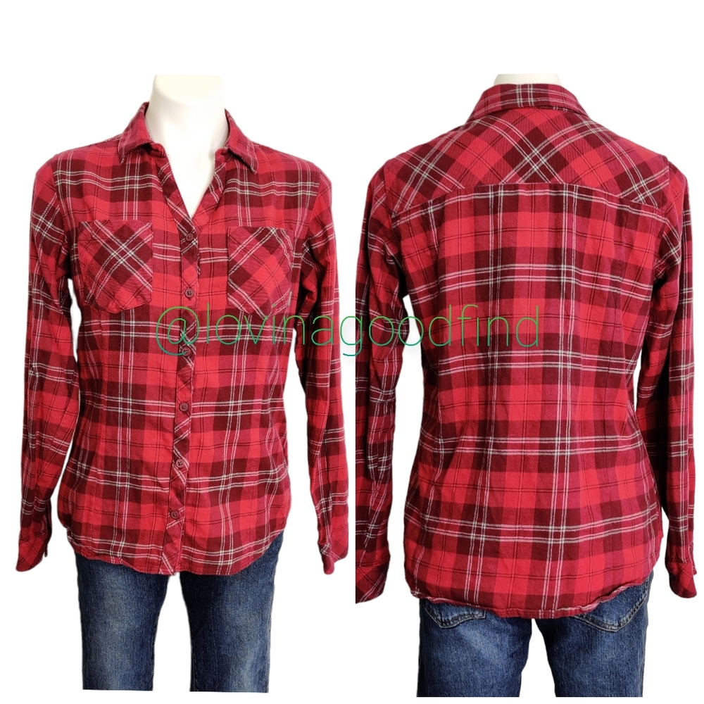 Columbia Pink Plaid Double Pocket Flannel EUC sz M